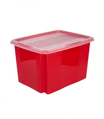 Plastový box Colours, 30 l, červený s víkem - POSLEDNÍCH 7 KS