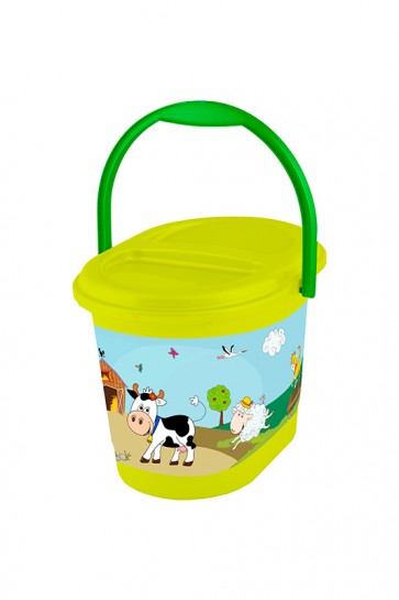 Kyblík na pleny ve světle zelené barvě s motivem Funny Farm - 37x26,5x26 cm   POSLEDNÍ 3 KS