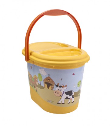 Kyblík na pleny ve světle oranžové barvě s motivem Funny Farm - 37x26,5x26 cm - POSLEDNÍ 3 KS