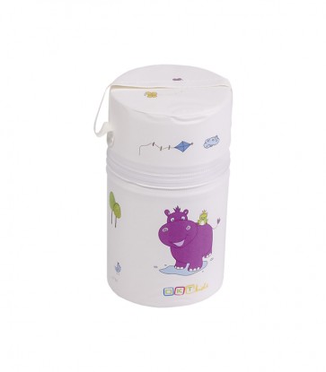 Termoobal na láhev v bílé barvě s motivem Hippo - 21 x ø 10 cm - POSLEDNÍ 4 KS