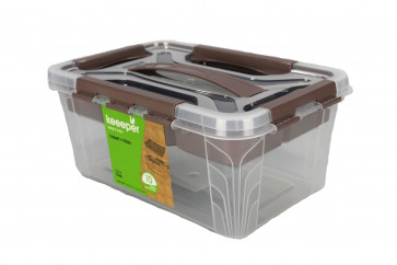 Plastový Clipp box s přihrádkou, 4,2 l , průhledný ,29x19x12,4 cm