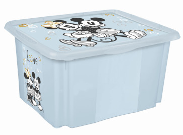 Plastový box Mickey, 30 l, světle modrý s víkem, 45 x 35 x 27 cm