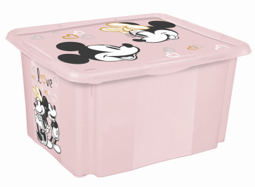 Plastový box Minnie, 15 l, světle růžový s víkem, 38 x 28,5 x 20,5 cm