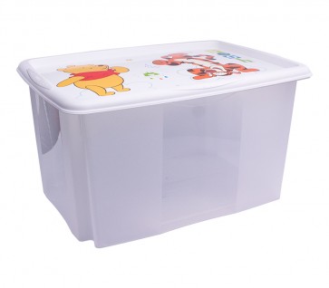 Plastový box Medvídek Pú, 45 l, průhledný s bílým víkem, 55x39,5x29,5 cm - POSLEDNÍ 3 KS