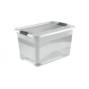 Plastový box Crystal 52 l, průhledný, na kolečkách, 59,5x39,5x35 cm