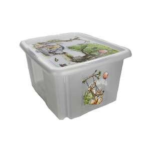 Plastový box Medvídek Pú, 45 l, průhledný s  víkem, 55,5 x 40 x 30 cm