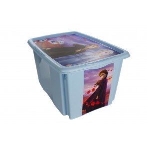 Plastový box Frozen, 24 l, modrý s víkem, 43x36x23 cm