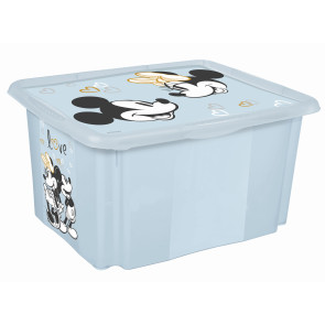 Plastový box Mickey, 15 l, světle modrý s víkem, 38 x 28,5 x 20,5 cm