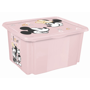 Plastový box Minnie, 15 l, světle růžový s víkem, 38 x 28,5 x 20,5 cm
