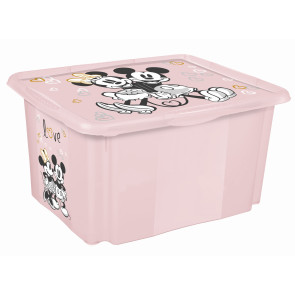 Plastový box Minnie, 30 l, světle růžový s víkem, 45 x 35 x 27 cm
